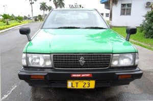 Front view of Nissan Cedric taxi in Fiji