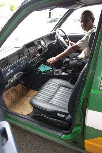 Interior of Nissan Cedric taxi in Fiji