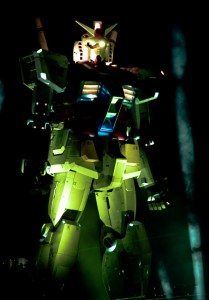 Giant Gundam robot model stands guard in Odaiba