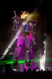 Giant Gundam robot model stands guard in Odaiba, Tokyo to commemorate the 30th anniversary of the "Mobile Suit Gundam" anime series