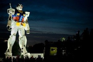 Giant Gundam robot model stands guard in Odaiba