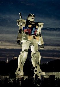 Giant Gundam robot model stands guard in Odaiba