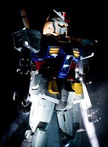 Giant Gundam robot model stands guard in Odaiba