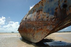 Shipwreck in lagoon