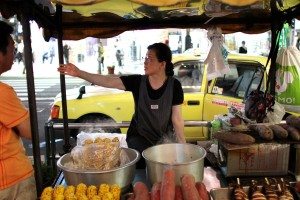 Vegetable vendor in Susukino, Sapporo