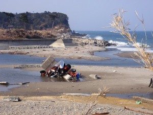 Tsunami devastation within the 20-kilometer evacuation zone in place around the Fukushima Daiichi nuclear power plant.