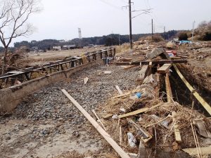 Tsunami devastation within the 20-kilometer evacuation zone in place around the Fukushima Daiichi nuclear power plant.