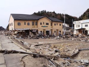 Tsunami devastation within the 20-kilometer evacuation zone in place around the Fukushima Daiichi nuclear power plant.