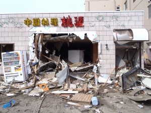 Tsunami devastation within the 20-kilometer evacuation zone in place around the Fukushima Daiichi nuclear power plant.