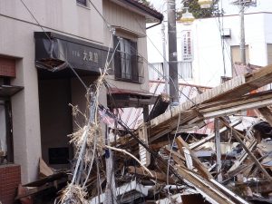 Tsunami devastation within the 20-kilometer evacuation zone in place around the Fukushima Daiichi nuclear power plant.