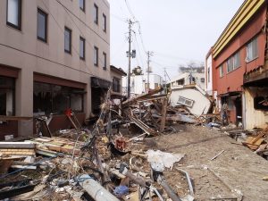 Tsunami devastation within the 20-kilometer evacuation zone in place around the Fukushima Daiichi nuclear power plant.