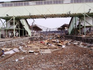 Tsunami devastation within the 20-kilometer evacuation zone in place around the Fukushima Daiichi nuclear power plant.