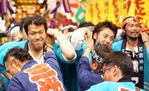 Carrying the mikoshi