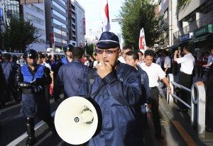 Members of a right-wing group protest in Jimbocho
