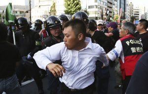 Right-wing protestors in Jimbocho