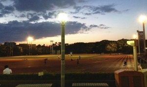 Runners out on an evening in Yoyogi Park in Shibuya Ward