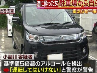 Fukuoka police arrested a woman for drunk driving in the town of Fukuchi moments after warning her not to drive while intoxicated