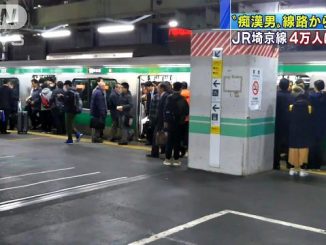 A man accused of groping a woman fled Akabane Station by jumping from a platform onto railway tracks on Wednesday