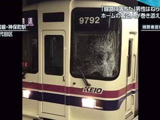A man injured himself and two commuters after jumping in front of a Toei Shinjuku Line train at Jimbocho Station on Thursday