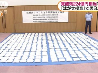 Customs officials found 350 kilograms of stimulant drugs aboard a container ship from China at the Port of Yokhohama in May