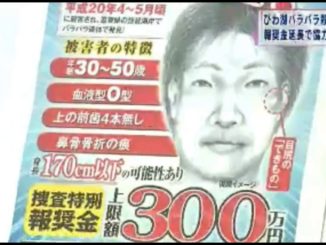 Shiga police are seeking the help of the public in identifying a man whose body was found severed and scattered at Lake Biwa in 2008