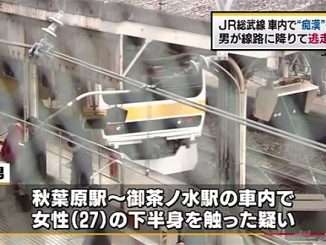 A man jumped onto railway tracks at Ochanomizu Station on Monday after being accused of groping a woman (TBS News)