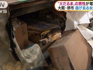 Osaka police are searching for a woman who is believed to have set a man on fire at an electrical appliance store in Sakai City on Monday