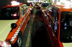 Taxis lined up in Chuo Ward