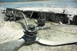 Remains of a B-24 Liberator on the flats of the lagoon outside Betio