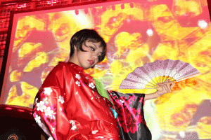 Fan dancers perform on New Year's Eve at the Mandarin Oriental Hotel in Tokyo