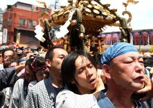 Participants at the Sanja Matsuri in Asakusa, Tokyo.