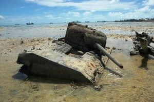 Tank in lagoon