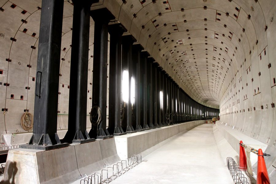 Representatives of railway operator Tokyu offered a glimpse at the ongoing underground construction project in Tokyo's Shibuya district that in 2012 will link the Tokyo Metro Fukutoshin Line with the Tokyu Toyoko Line.