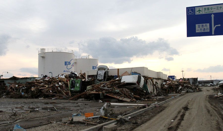 Parking lot of Sendai Airport