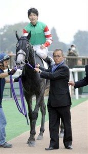 Horse trainer Michifumi Kono with jockey Kosei Miura in 2009