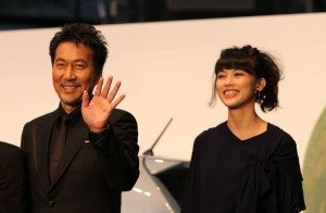 Cast from 'The Woodsman and the Rain' at the opening ceremonies for the Tokyo International Film Festival