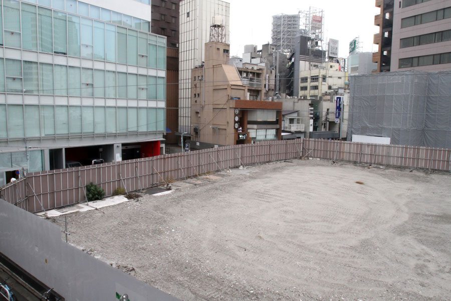 Current view of site of former TSK.CCC building with location of former night club Velfarre at left