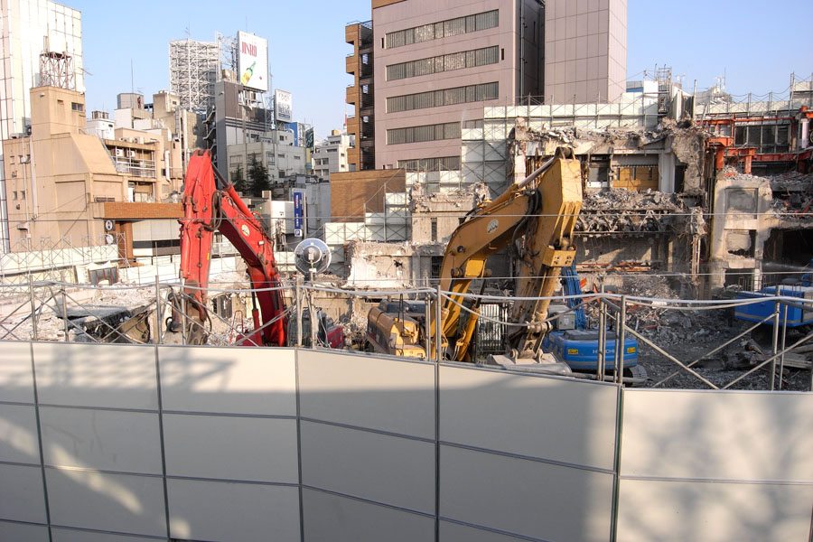View of TSK.CCC building during demolition in 2008