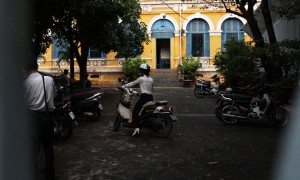 In the courtyard
