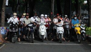 Lined up at the light