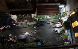 Behind the hotel