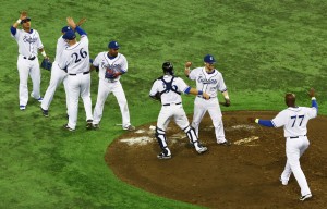 Europe celebrates after the final out in the 9th inning on Wednesday night