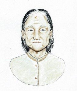 A drawing showing the face and upper body of a woman whose body was left at Tokyo Station