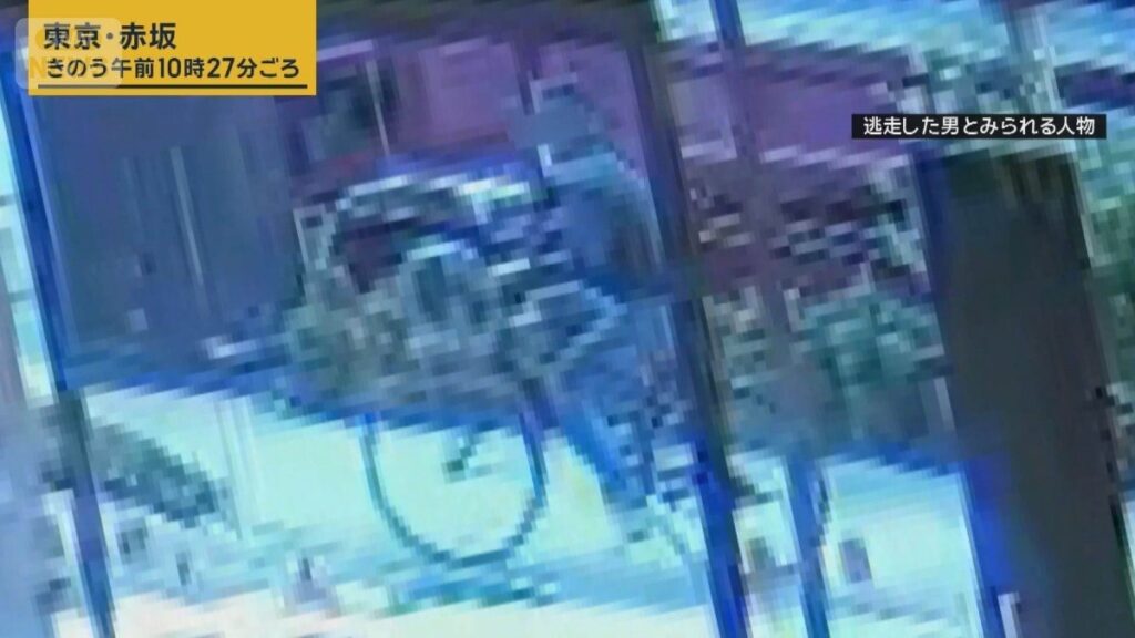 A man on a bicycle was seen fleeing Akasaka after a woman was stabbed on November 15