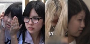 Miyu Aoyagi, left, and the other three suspects