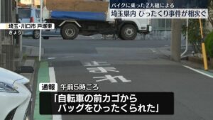 Duo on motorcycle suspected in 6 bag-snatching cases in Saitama