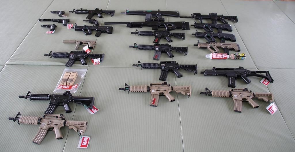 A man has been accused of breaking into a survival game office and stealing air guns