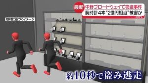 Duo nabs ¥200 million luxury watch haul in 10-second Nakano smash-and-grab