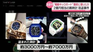 Thieves stole 200 million yen in watches form a store in Nakano Broadway on Tuesday
