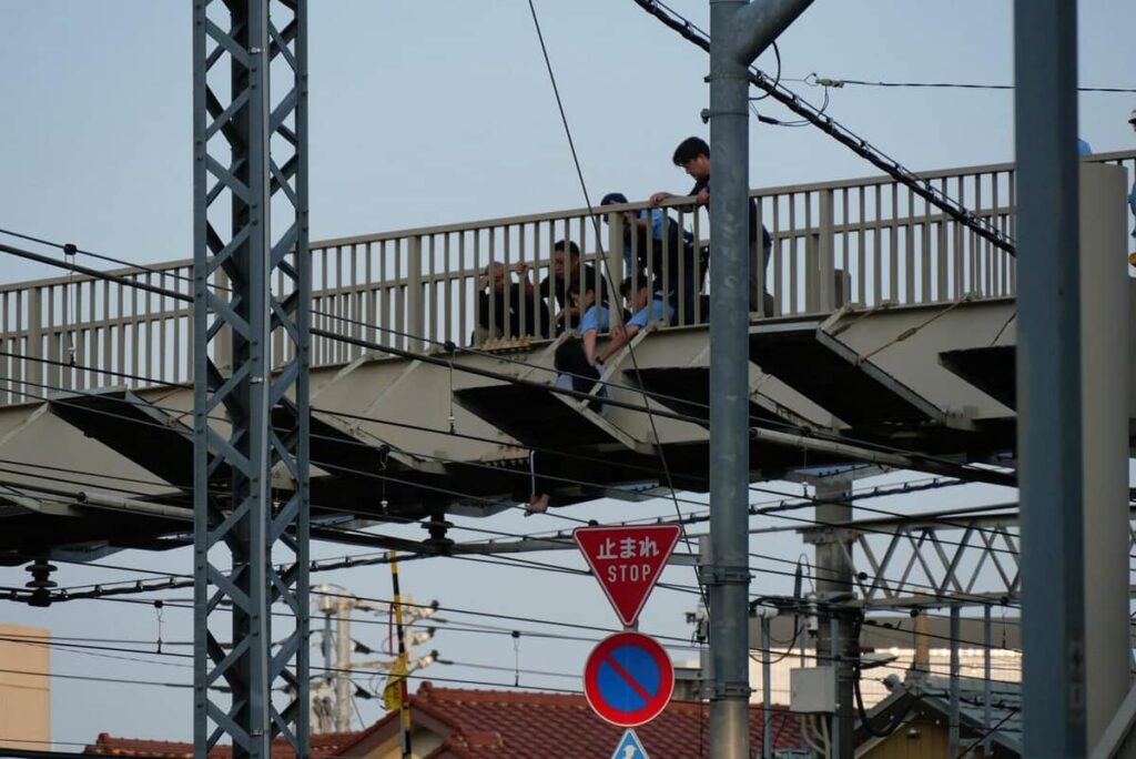 Woman on footbridge causes train services to be suspended